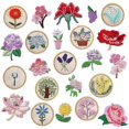 thumbnail image 1 of Parche termoadhesivo bordado, 23 piezas de parches termoadhesivos con flores variadas para manualidades, costura y ropa, 1 of 5
