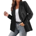 thumbnail image 1 of IMENGL Fall winter solid color corduroy cardigan jacket, Black M, Size M-3XL, 1 of 4