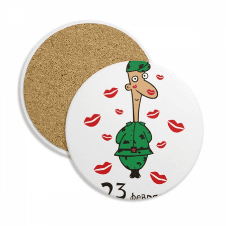 

Russia Kiss Male Soldier Patten Coaster Cup Mug Tabletop Protection Absorbent Stone