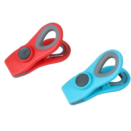 

4pcs Kitchen Fridge Magnetic Clips Food Snack Bag Clip Moisture-proof Sealing Clamp (Red and Blue)