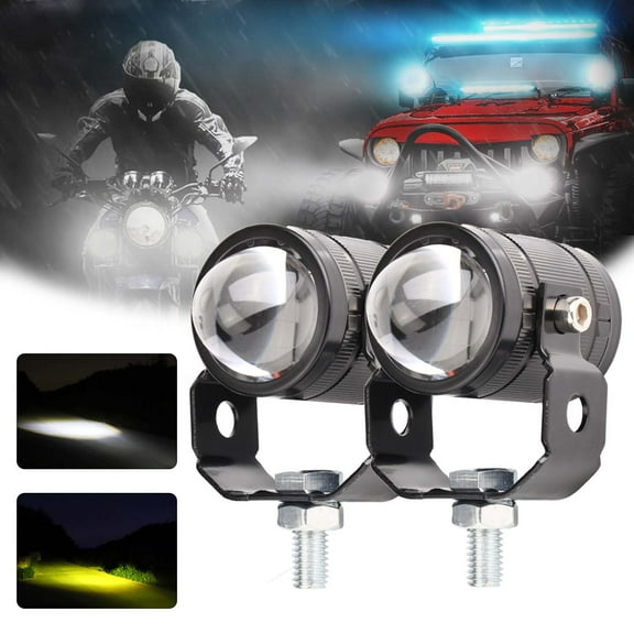 Egoelife 2PCS 20W LED Waterproof Motorcycle Headlights, Yellow White Dual Color Hi/Lo Beam Spotlight for Motorcycle, 12V-85V 2500LM 3000K-6500K Aux Spotlight for Cars/Motorcycles/Trucks