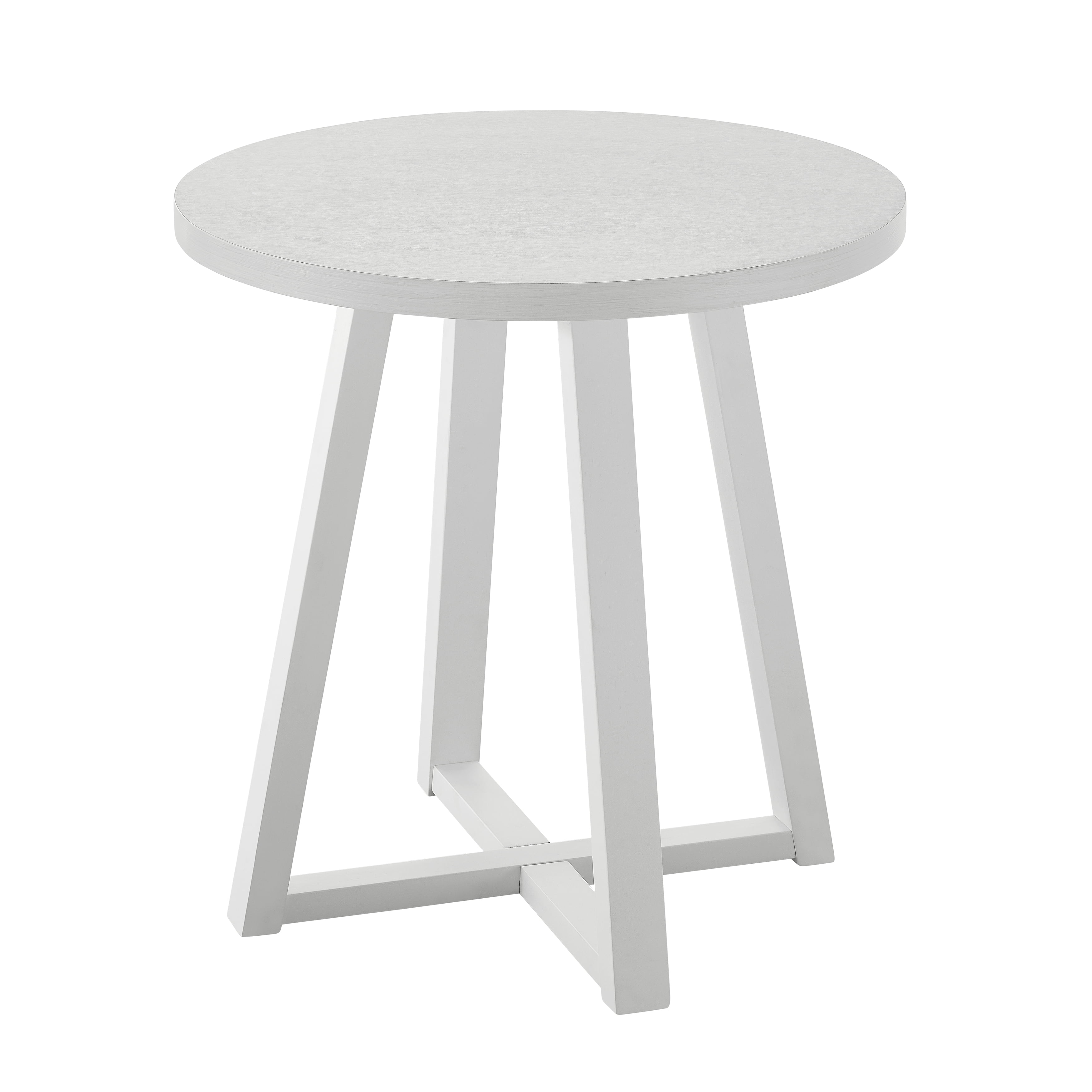 Wood Round End Table, White