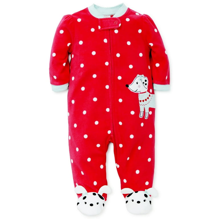 Dalmatian Puppy Dog Blanket Sleeper Footie Animal Feet Pink Dot