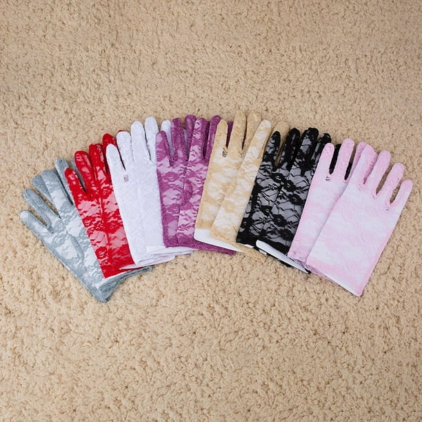 Guantes de encaje sexys cortos con protección solar para damas EV Guantes de novia para vestido de novia