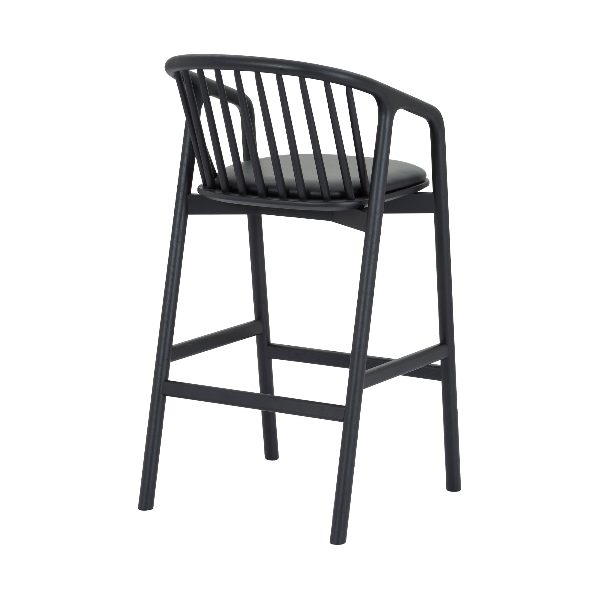 Larisa Adjustable Black Wood Bar Stool in Gray Faux Leather with Golden Bronze and Black Metal