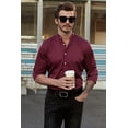 thumbnail image 1 of POGLIP Men's Burgundy Button-up Slim-fit Long Sleeve Men's Shirt, 1 of 6