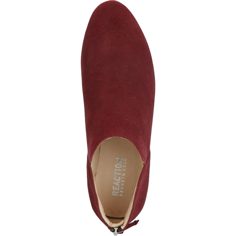 KENNETH COLE Womens Burgundy Notched Padded Side Way Round Toe Block Heel Zip Up Leather Booties 6.5 M Walmart