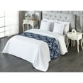 thumbnail image 3 of Floral Bed Runner, Monochrome Vintage Art of Continuous Flowers and Leaves on Night Themed Back, Decorative Accent Bedding Scarf for Hotels Homes & Guest Rooms, Queen, White Navy Blue, by Ambesonne, 3 of 3