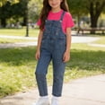 thumbnail image 2 of Avtoify Summer Girls Short Sleeve Round-Neck Shirts Solid Color Short Sleeve Top Denim Suspender Pants Matching Socks 3 Piece Unisex Outfit for Kids Aged 1-10 Daily Outfit Suit, 2 of 10