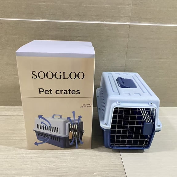 SOOGLOO Pet crates,2-Door Top-Load Hard-Sided Dogs, Cats Pet Travel Carrier, Blue, 28"L x 21.5"W x 22.5"H