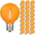 thumbnail image 1 of Novelty Lights 25 Pack Orange G40 LED Filament String Light Bulbs, E12/C7 Candelabra Base, 5 Watt Equivalent, Shatterproof Replacement Bulbs for Patios, Canopy Lighting, 1 of 6