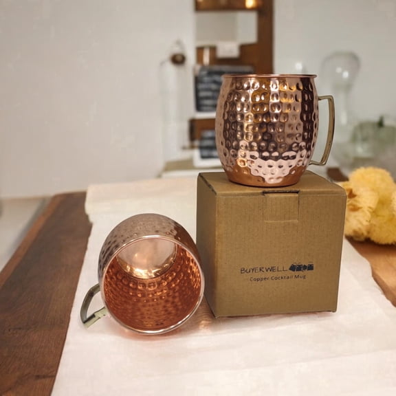 BUYERWELL Moscow Mule Copper Mug, 19.5oz - Copper Cup for Cocktails, Beer, Wine & Cold Drinks - Bar, Party, Gifts Set of 4