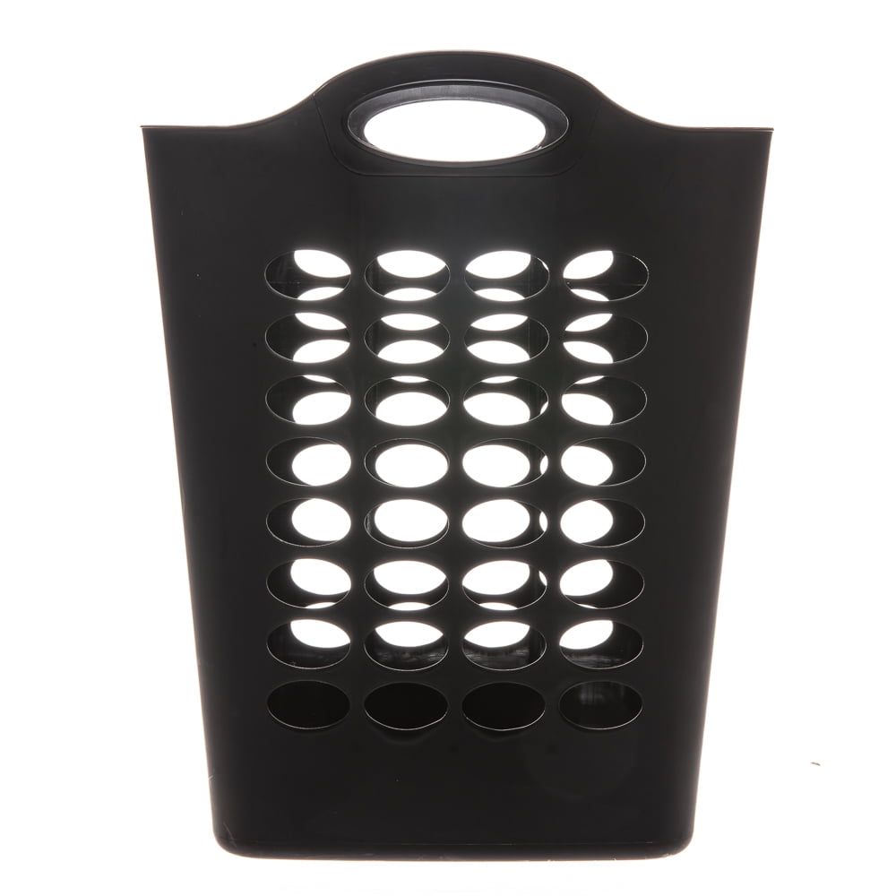 Mainstays 1.6 Bushel Flexible Square Plastic Laundry Hamper, 3 Pack, Black