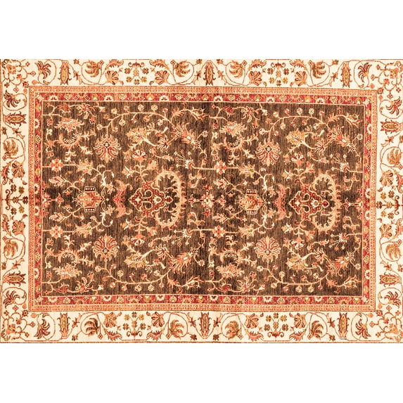 Ahgly Company Indoor Rectangle Abstract Orange Modern Area Rugs, 2' x 4'