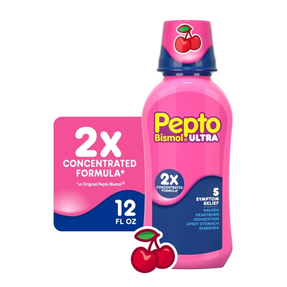 Pepto Bismol ULTRA Liquid, Upset Stomach Relief, Anti-Diarrheal, Cherry, 12 Fl oz