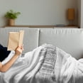 thumbnail image 3 of NYC Soft Flannel Fleece Blanket, New York City American Landmarks Cityscape with Famous Buildings Outline, Cozy Plush for Indoor and Outdoor Use, 60" x 80", Charcoal Grey and White, by Ambesonne, 3 of 5