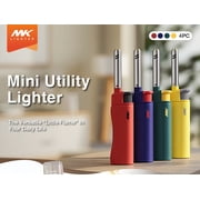 M-K Windproof Refillable Mini Torch Lighters, Set of 4, Multi-Use for Candles, BBQ, Camping, Outdoor, Random Colors