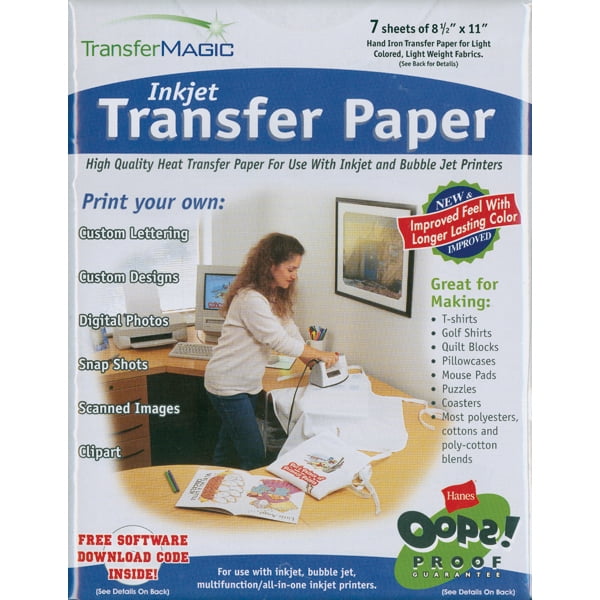 Transfer Magic Ink Jet Transfer Paper 8 1 2 X11 7 Pkg Walmart Com Walmart Com