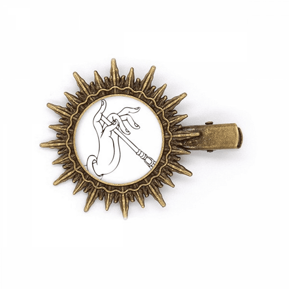 Culture Hand Stick Line Drawing Pattern Hairpin Sun Headwear Retro Metal Clips Pin