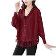 thumbnail image 2 of Zedker Casual Soft V-Neck Knit Cardigan Sweaters for Women, Long Sleeve Open Front Tops, Solid Color Casual Fall Jackets,Fashion Loungewear,Wine,Free Size, 2 of 3