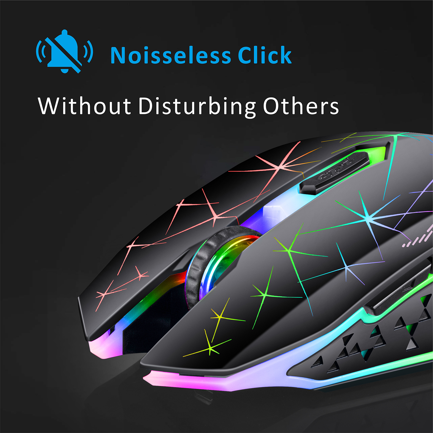 TENMOS Wireless Gaming Mouse, Rechargeable, Silent, LED, Black photo 7