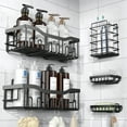 thumbnail image 6 of Shower Caddy 5 Pack,Adhesive Shower Organizer for Bathroom Storage&Home Decor&Kitchen,No Drilling,Large Capacity,Rustproof Stainless Steel Bathroom Organizer,Shower Shelf for Inside Shower(Black), 6 of 8