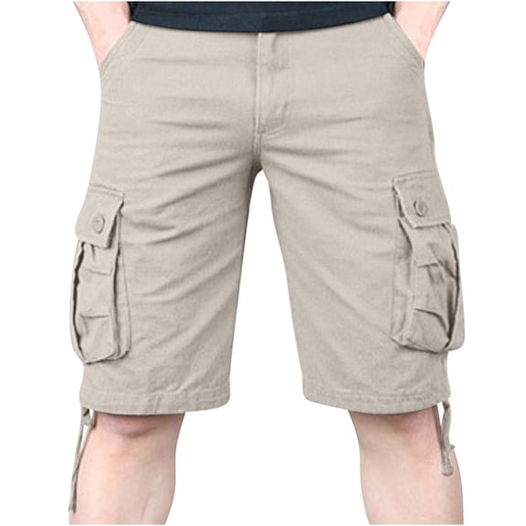 SOOMLON Men's Casual Classic Shorts Casual Shorts Plus Size Cargo Shorts Pockets Summer Beach Shorts Beige XXL