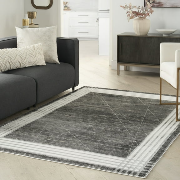 Nourison Desire Abstract Charcoal/Silver 3'11" x 5'11" Area Rug, (4x6)