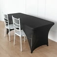 thumbnail image 3 of Balsa Circle 6 Feet Black Fitted Spandex Tablecloth Open Back Rectangle Table Cover Event, 3 of 8