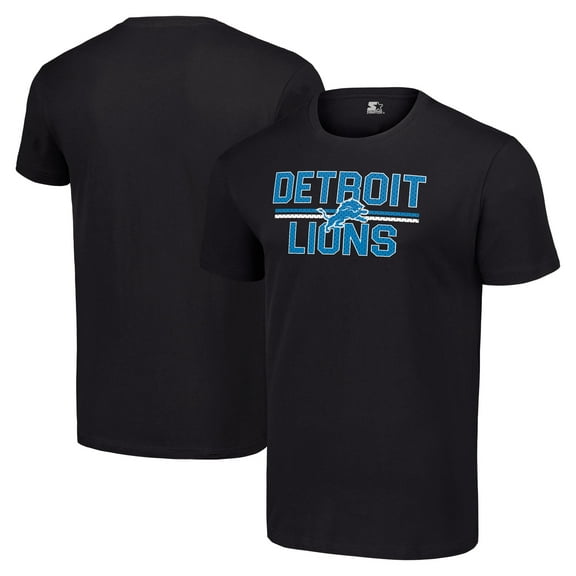 Men's Starter Black Detroit Lions Team Mesh Print Graphic T-Shirt