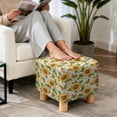 thumbnail image 4 of TSOVTHRID Sunflower Butterfly Letter Print Ottoman Cover Square Stretch Footrest Stool Cover Washable Footstool Ottoman Slipcover with Elastic Bottom for Home Decoration, 4 of 7