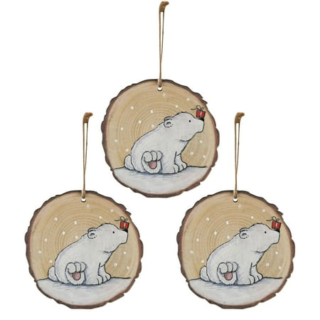 

Lovely Christmas Round Wooden Hanging Animal Print Pendant