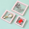 thumbnail image 3 of Transparent PE Film Jewelry Box Colorful Travel Rings Necklace Storage Colorful Protect Stand Multifunctional Presentation Display Case L Pink, 3 of 8