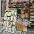 thumbnail image 6 of Flower Holder with 16 White Sealed Planters, 4-Tier Iron Flower Rack, Durable Baking Finish, Wheeled White Metal Cart, 39x26x59 Inch, Hallway, Gazebo, Event Space​​, 6 of 8