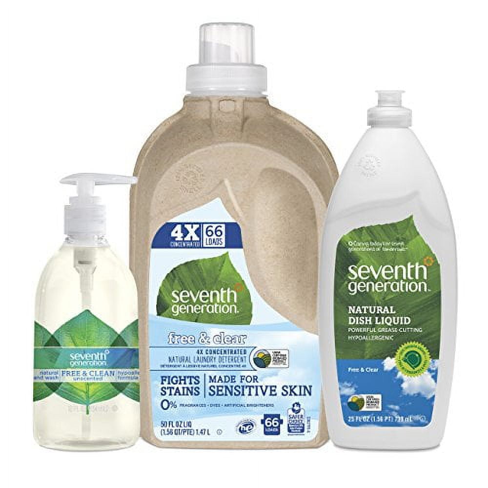 Seventh Generation Concentrated Laundry Detergent, Free and Clear Unscented, 66 loads, 50 Fl Oz (Packaging May Vary)