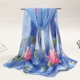 thumbnail image 2 of Weikingp Scarf for Women 160*50Cm Women Flower Print Long Soft Wrap Scarf Simulation Silk Shawl Scarves Neck Scarf Warm Scarf (Clearance) Blue Polyester, 2 of 6