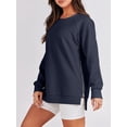 thumbnail image 6 of Cenuakty Women Sweatshirt, Long Sleeve Crew Neck Solid Zipped Hoodie Pullover Casual Tops, 6 of 9