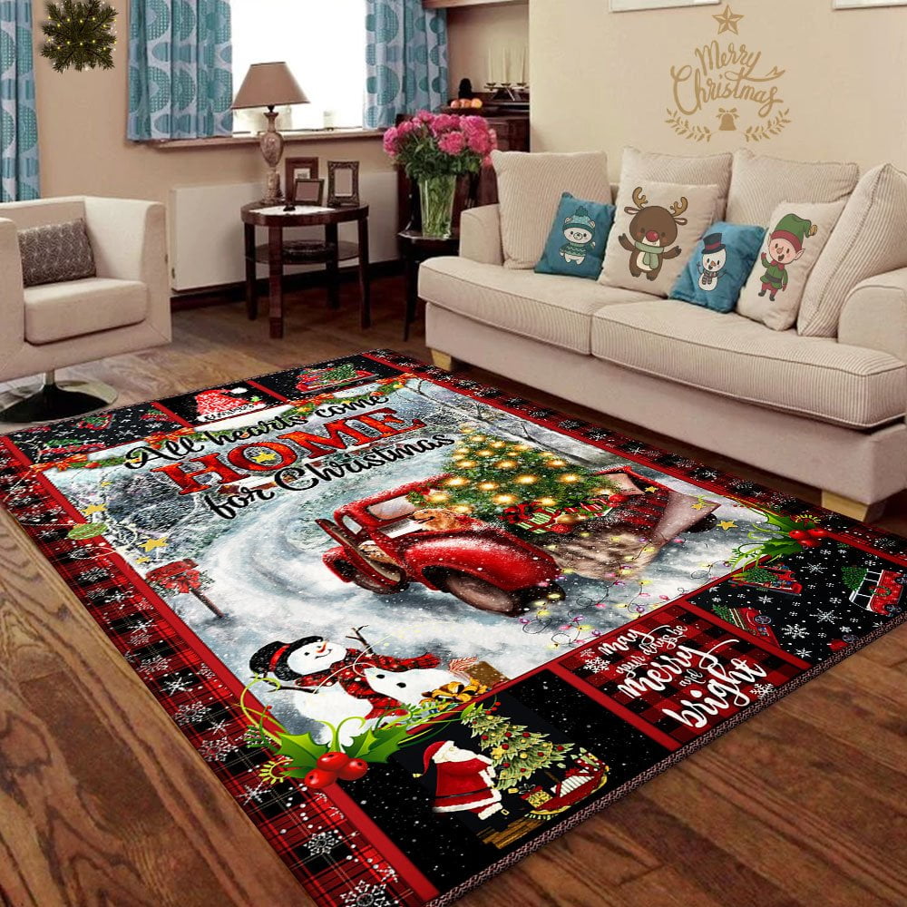 Bordered Under-Tree Christmas Reversible Round Rug