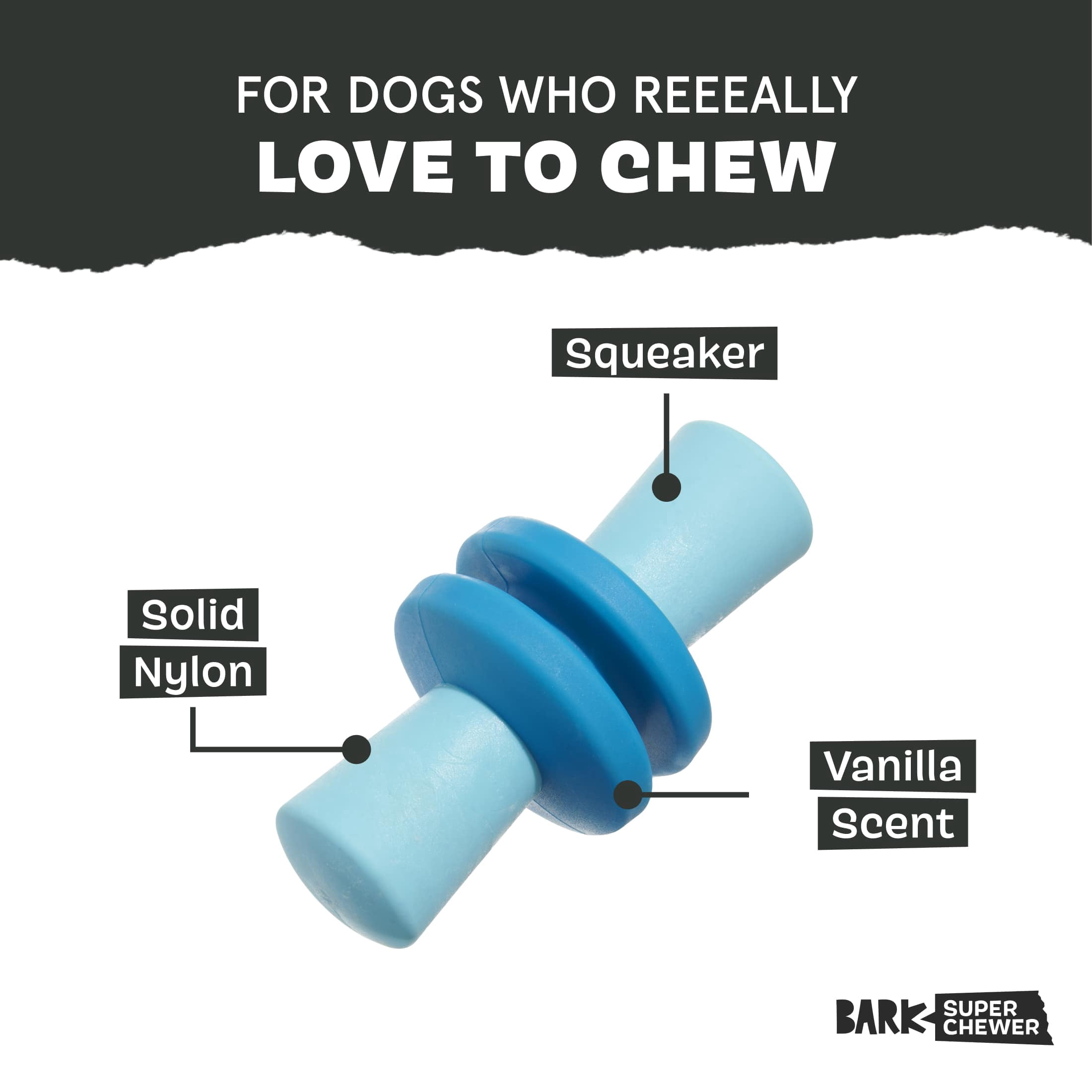 BARK Kingpin Super Chewer Nylon & Rubber Dog Toy, Large