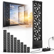 Vertical Window Exhaust Fan for Sliding Windows, Slim Window Fan Reversible Airflow, Adjustable Speed Quiet Twin Window Fans for Bedroo kitchen Bathroom Ventilation Cooling System(14-18in Black)