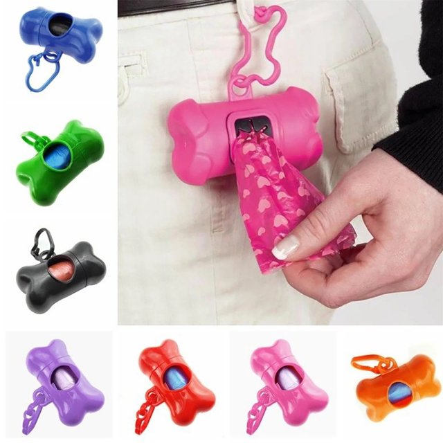 Sacs à Caca pour Chien Chat 15 Noirs Distributeur de Laisse Os pour Chien