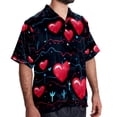 thumbnail image 2 of Valentine's Day Love ECG Men's Short Sleeve Poplin Shirt, Casual Printed Beach Button Down Summer Unisex Shirts, 2 of 6