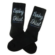 IVF Socks , Lucky Transfer Socks - Baby Dust with fairy dust, lucky IVF Socks on Black Crew Socks Womens Mens Large