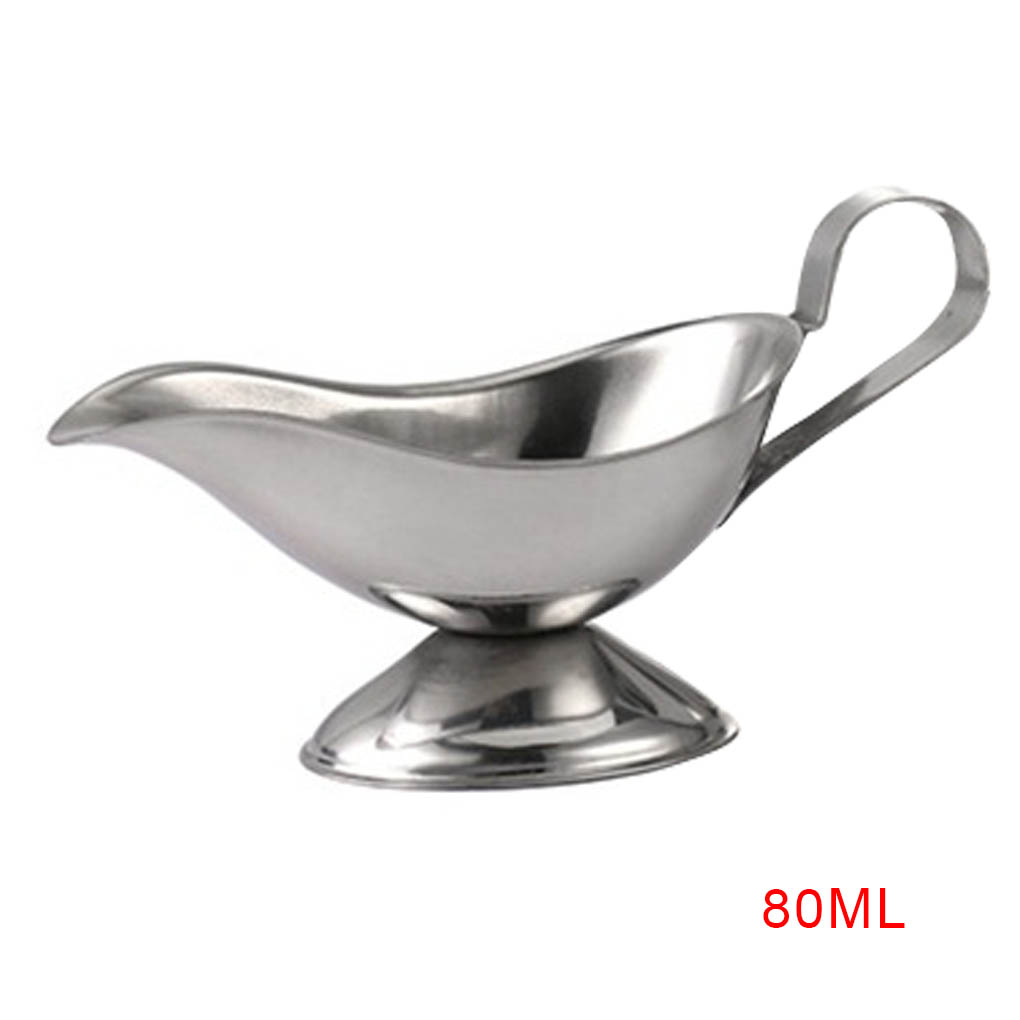 YARDWE 3pcs Gravy Boat Easy Pour Stainless Steel Sauce Boat Gravey Pourer Dish Salad Dressing Server for Salad Dressings Milk Broth Creame