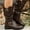 Brown, variant on Bnwani Women Boots Footwear Winter Fashion Pile Toe Thick Chunky Mid-Calf Casual Knight Boot Black Size 5.5