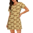 thumbnail image 1 of Balery Dachshund Dog Puppy Camisón de manga corta con cuello redondo para mujer, cómodo y elegante., 1 of 6