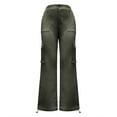 thumbnail image 6 of Audhol Cargo Pants for Women, Women High Waisted Cargo Pants Wide Leg Casual Pants 6 Pockets Trousers Womens Cargo Pants with Pockets Green 2XL, 6 of 7