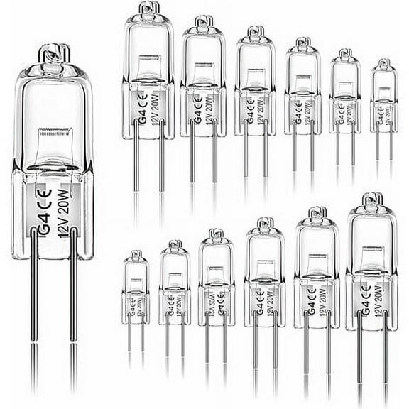 12 Pack G4 20W 12V 2800K 2 Pin Halogen Light Bulb for Hood, Kitchen, Living Room, Bedroom