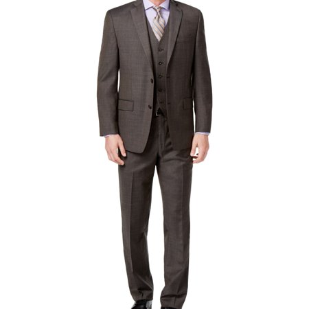 Michael Kors Mens Stepwave Two Button Formal Suit brown 44/Unfinished