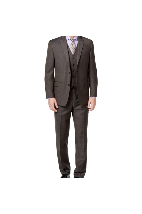 Mens Stepwave Two Button Formal Suit, Brown, 44 Regular / 37W x UnfinishedL